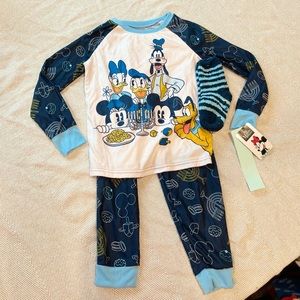Disney Mickey Mouse & Friends Hanukkah Holiday Pajamas 3pc Set sz Small 6/6x NWT